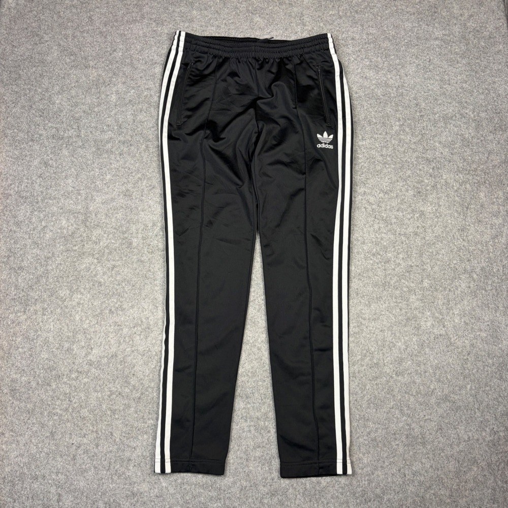 Adidas Originals Mens Black White 3-Stripe Track Pants Trefoil Logo Size M